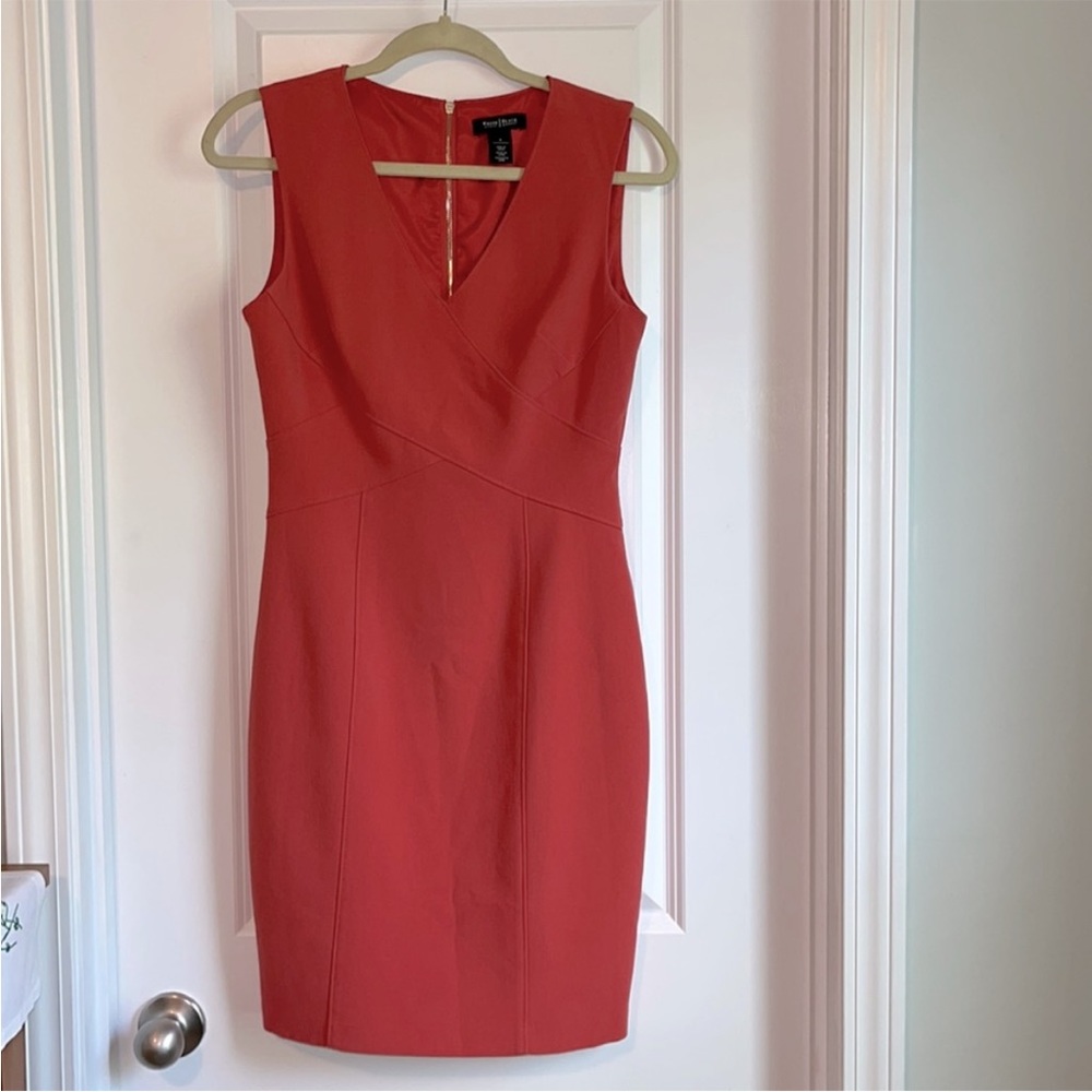 White House Black Market Coral fitted sheath dress